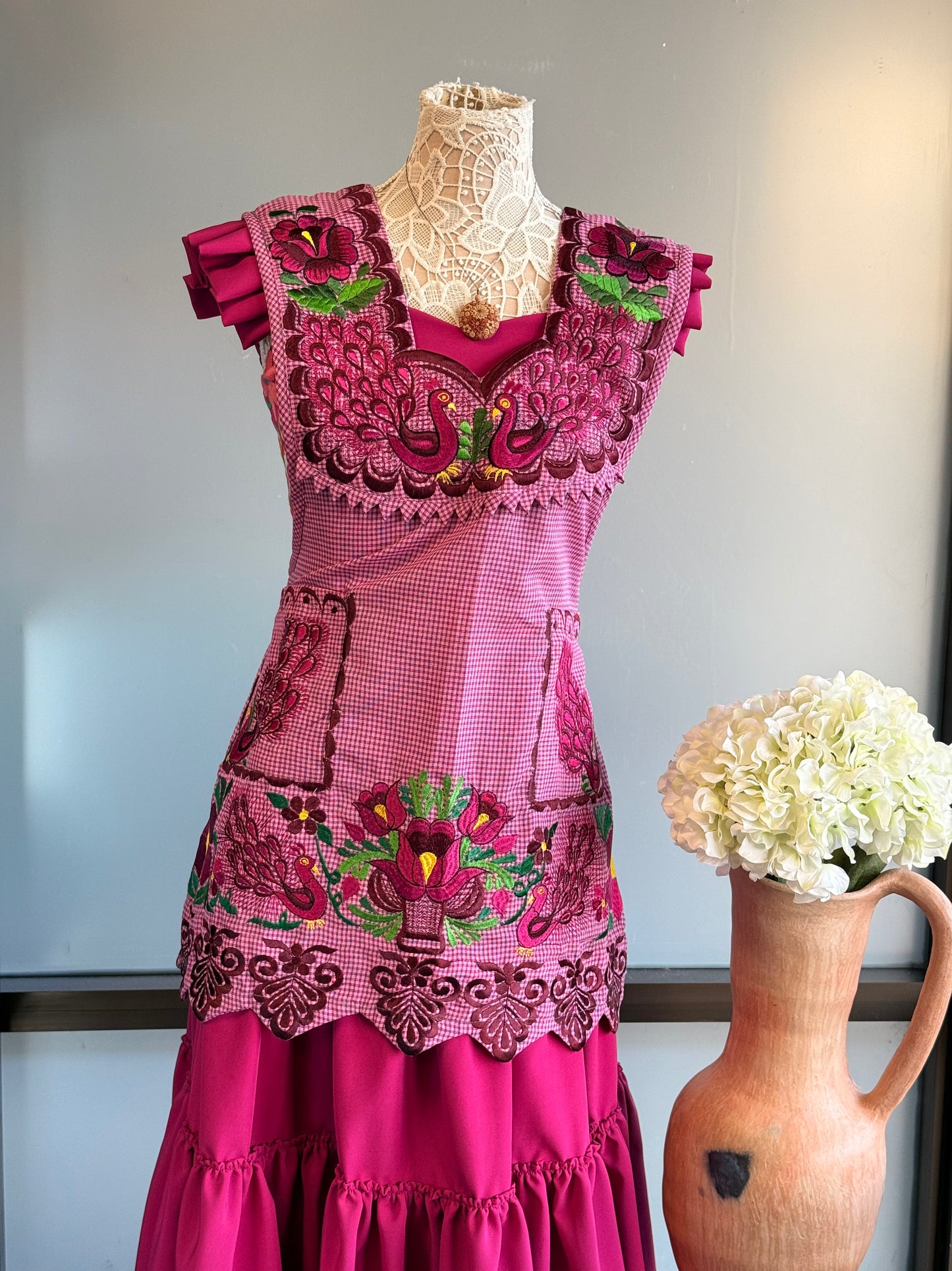 "Cecilia" Embroidered Apron (38) Large