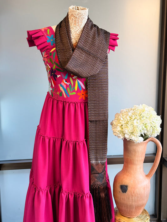 Silk Shawl/ Rebozo Cafe 70''