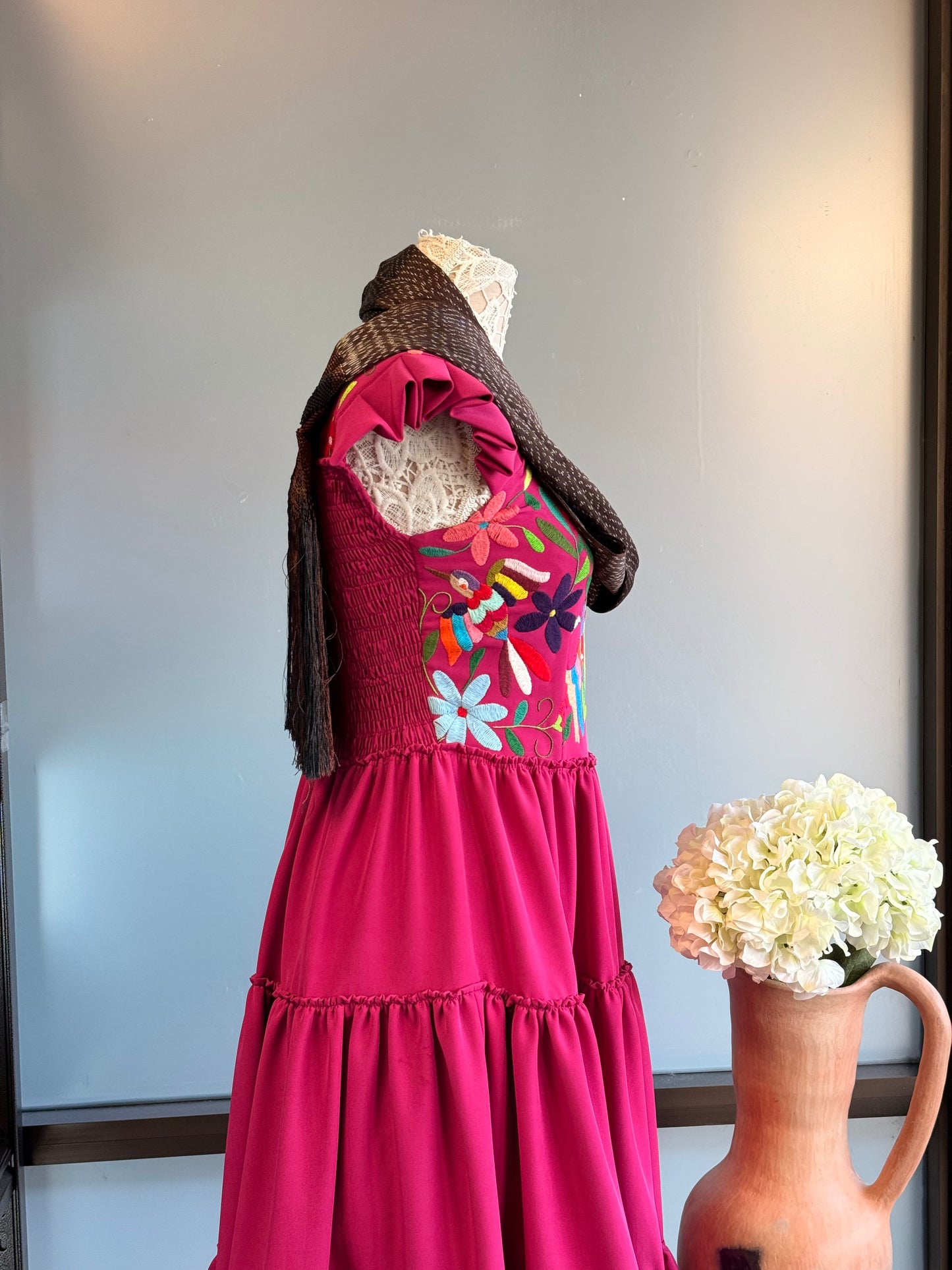 Silk Shawl/ Rebozo Cafe 70''