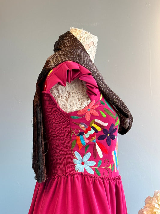 Silk Shawl/ Rebozo Cafe 70''