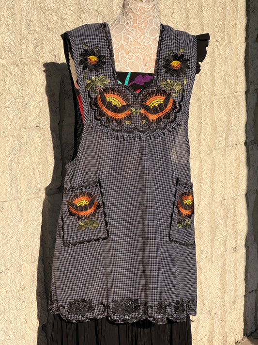 Blue/Black Flor Mandil/Apron XL