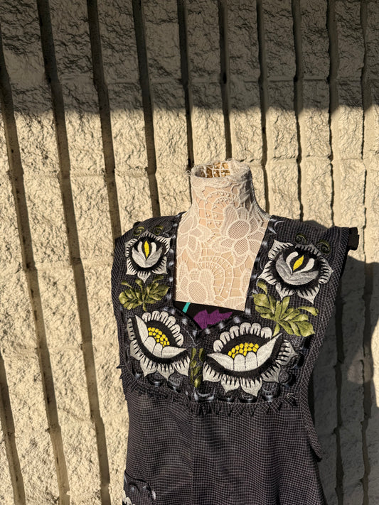 Dark Blue/Black Flor Mandil/Apron 2XL