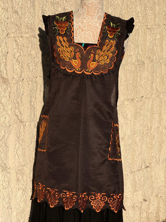 Fall Peacock Apron With Grapes 2XL