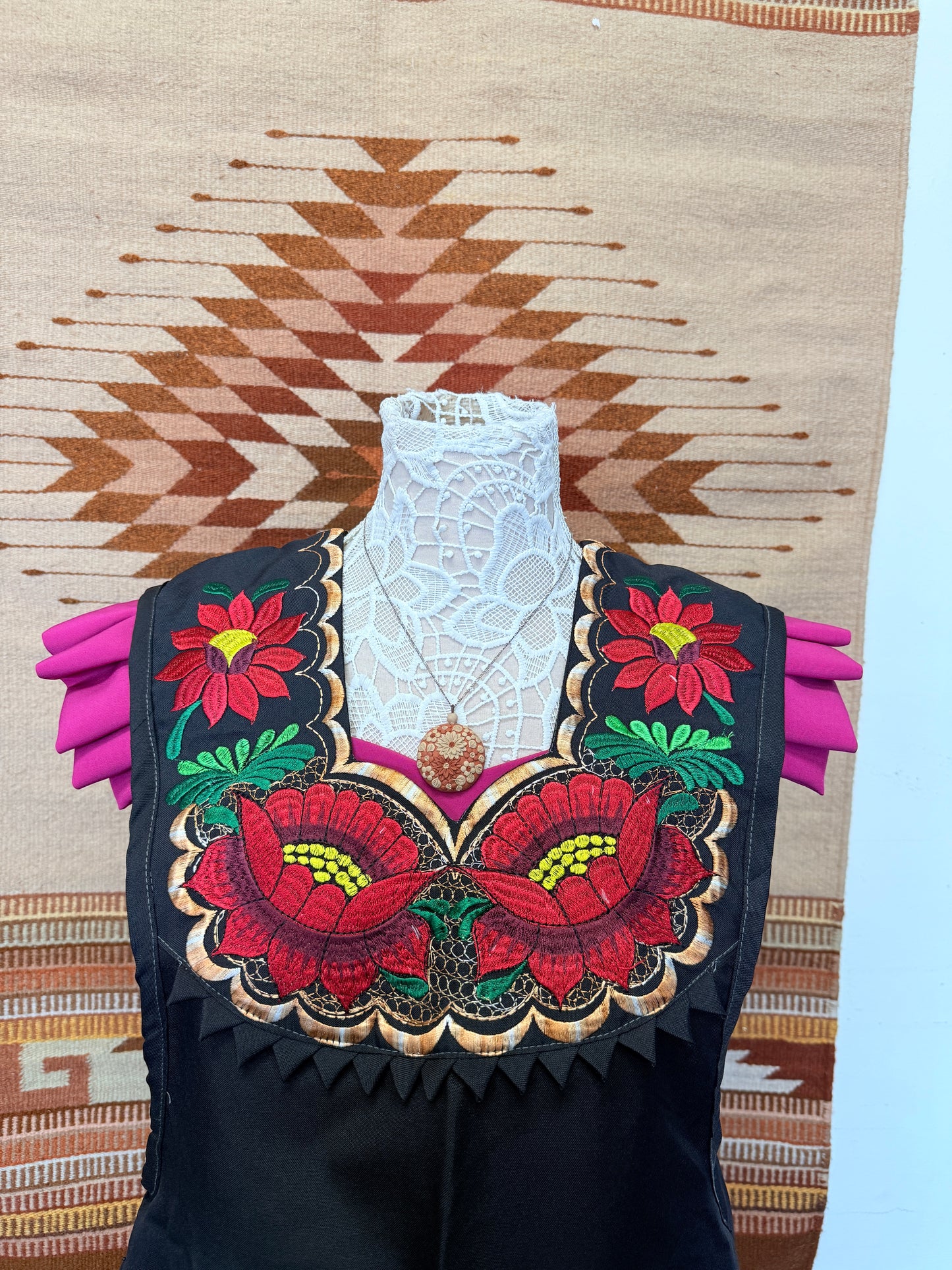 "Araceli" Red and Gold Embroidered Apron (34)