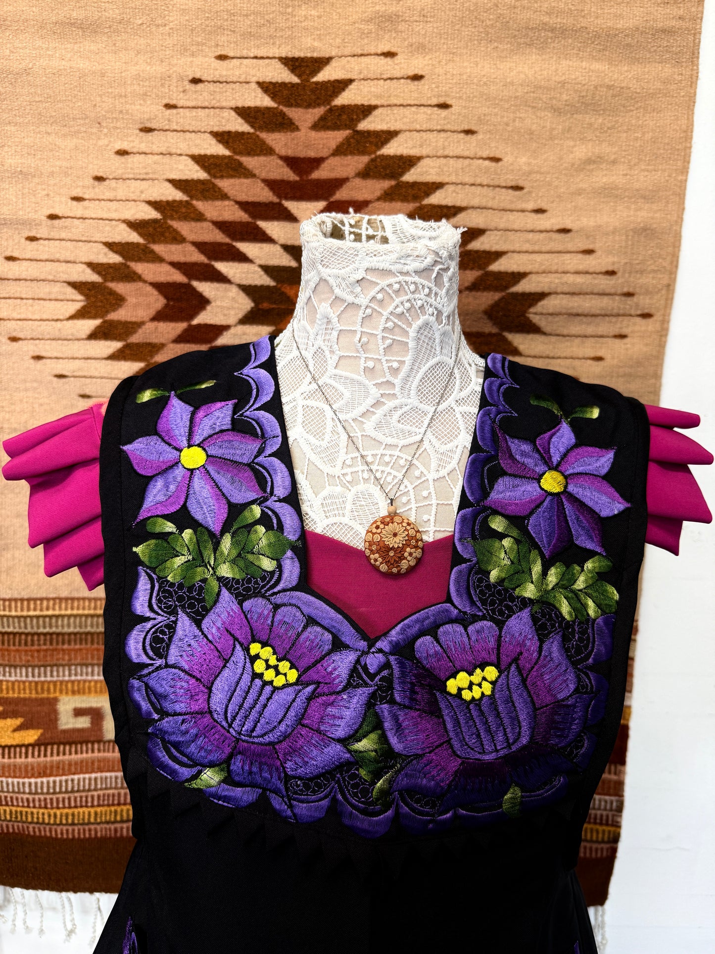 "Ramona" Black and Purple Apron/Mandil (32) Small