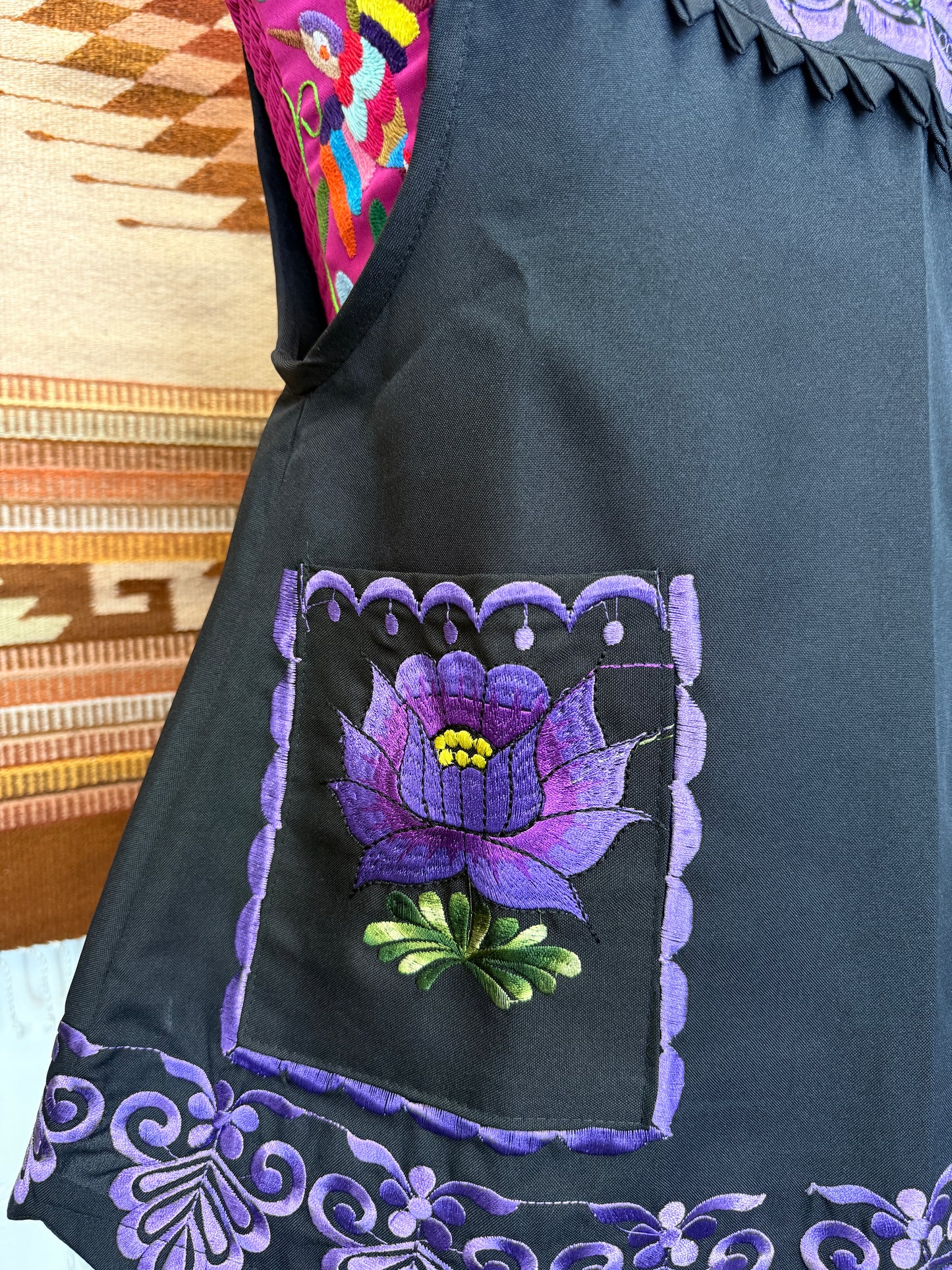 "Ramona" Black and Purple Apron/Mandil (32) Small