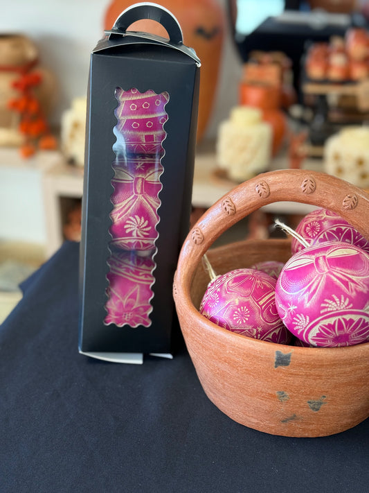 Pack of 3 Fuschia Ornaments