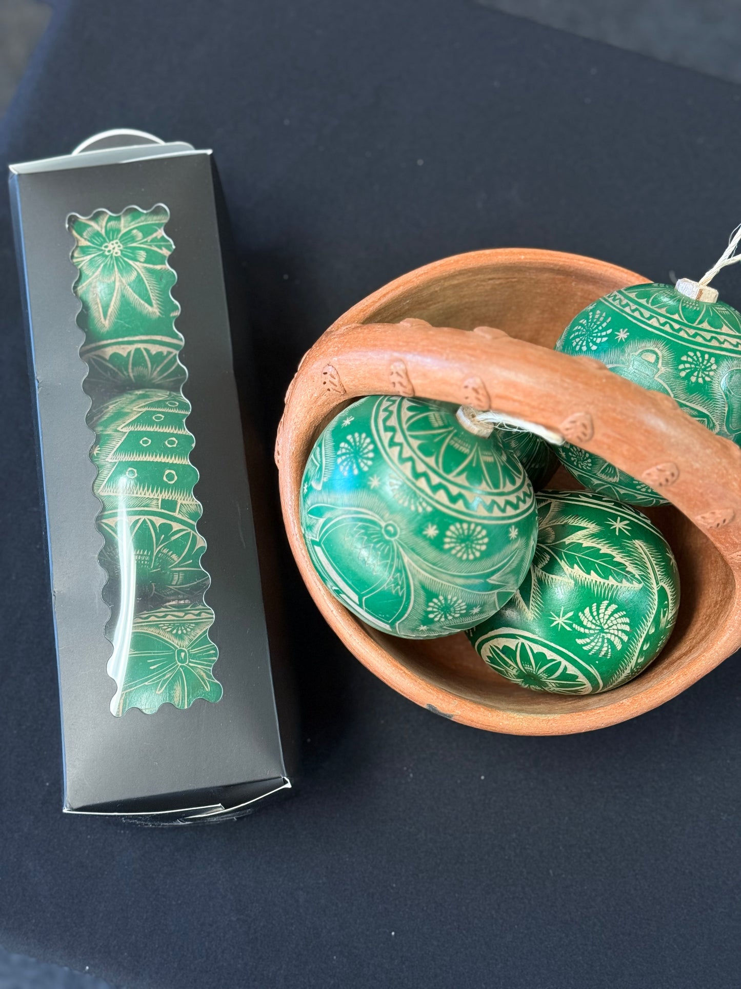 Pack of 3 Green Christmas Ornaments