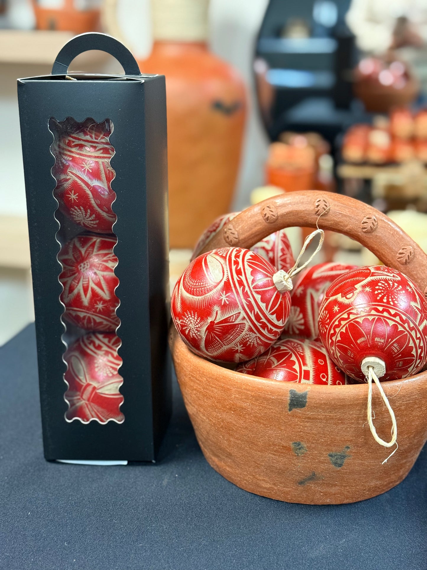 Set of 3 Red Christmas Ornaments