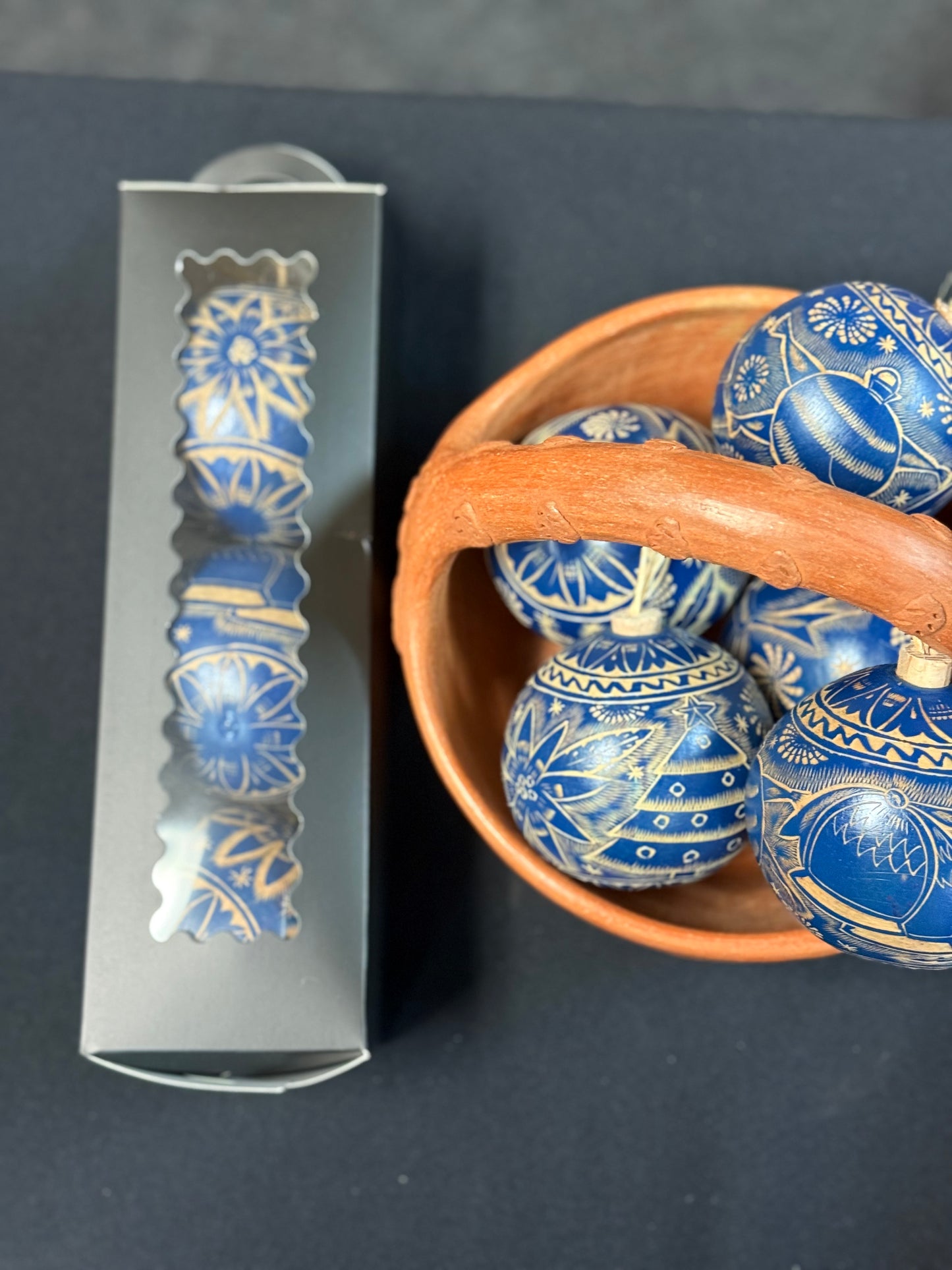 Set of 3 Blue Christmas Ornaments