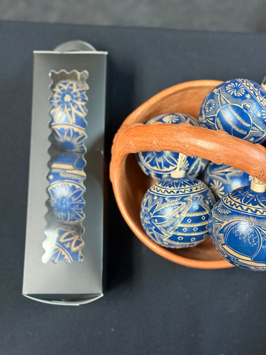 Set of 3 Blue Christmas Ornaments