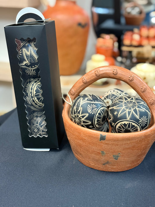 Set of 3 Black Christmas Ornaments