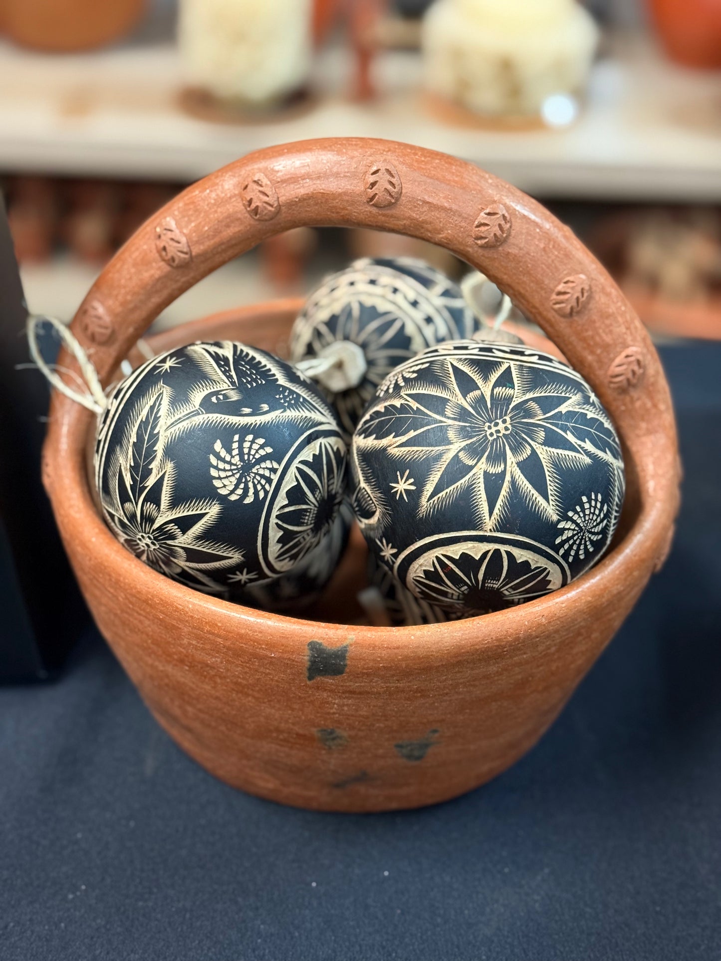 Set of 3 Black Christmas Ornaments