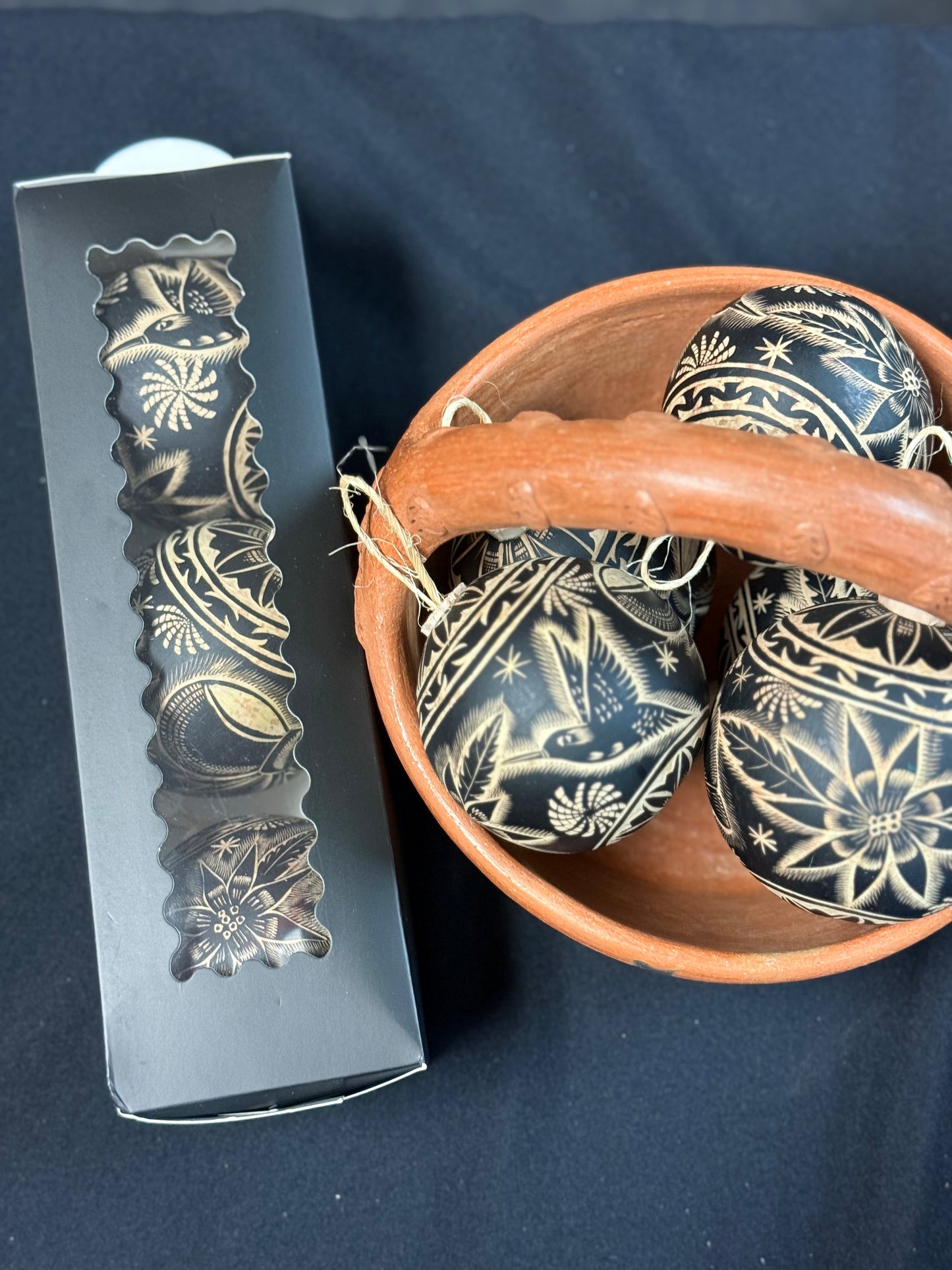 Set of 3 Black Christmas Ornaments