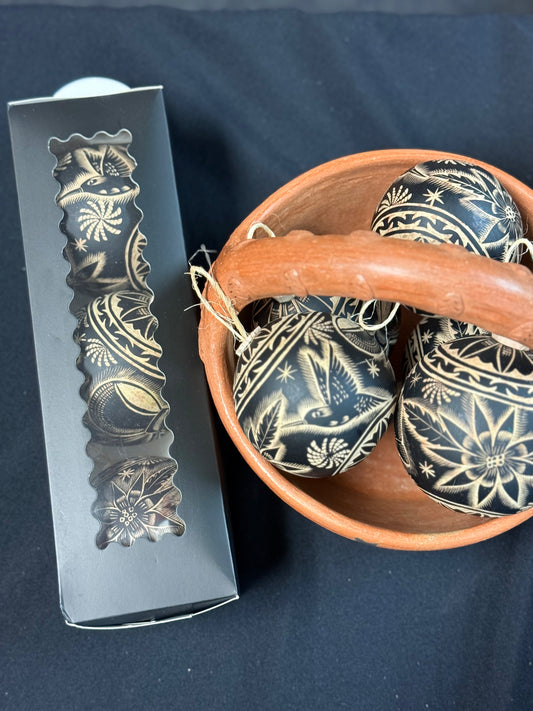 Set of 3 Black Christmas Ornaments