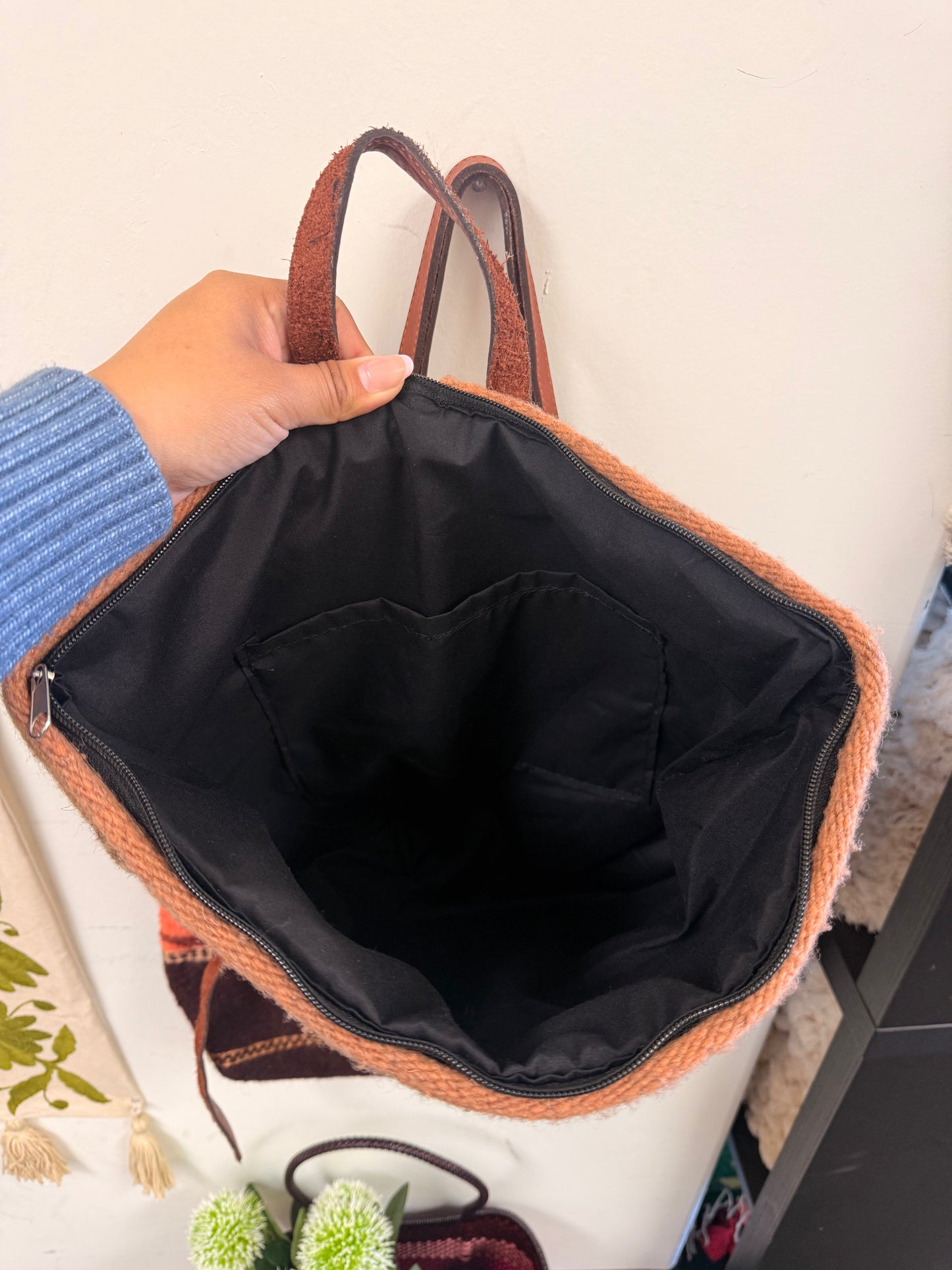 Handwoven Earthy Wool Backpack
