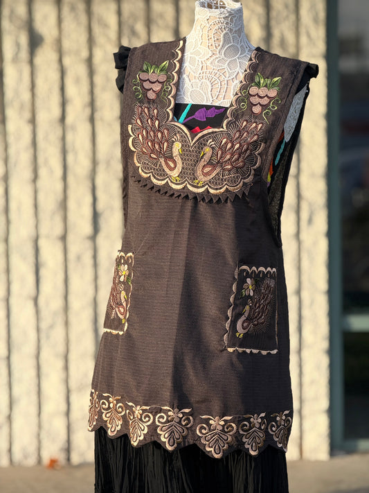 Peacock Brown Apron/Mandil L