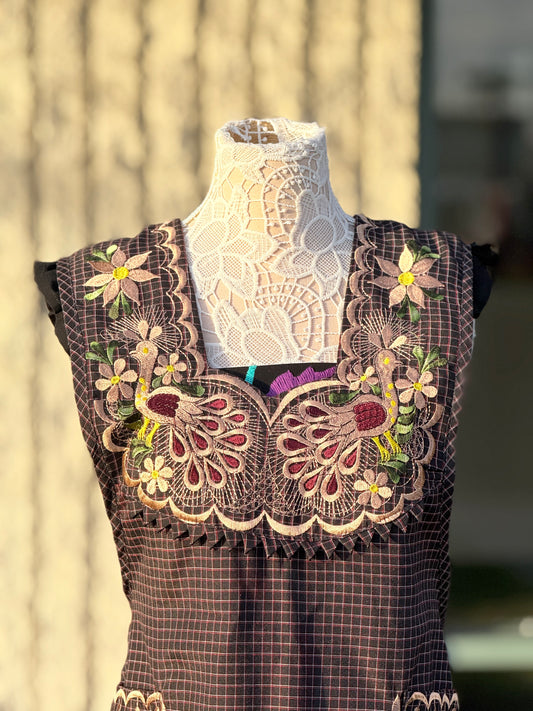 Chocolate Brown Peacock Apron/Mandil L