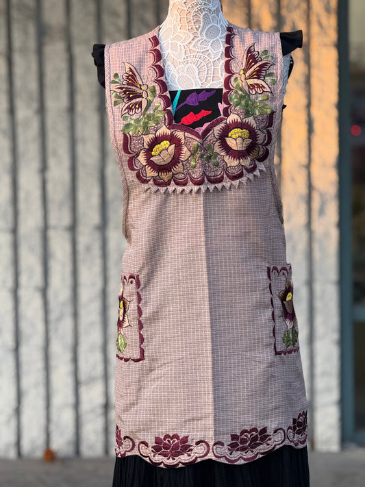 Sandy Tan Flower Apron/Mandil XL