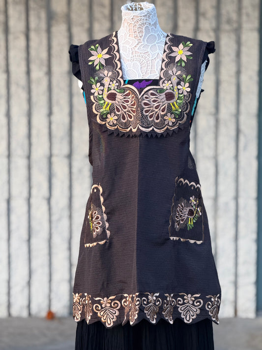 Dark Brown Peacock Apron/Mandil XL