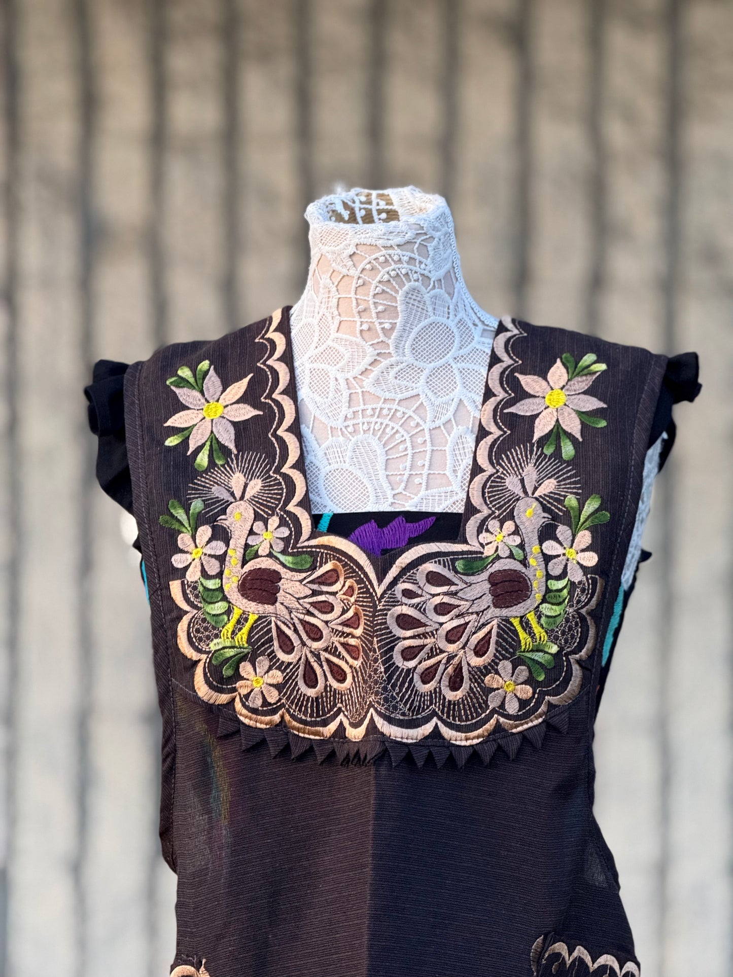 Dark Brown Peacock Apron/Mandil XL