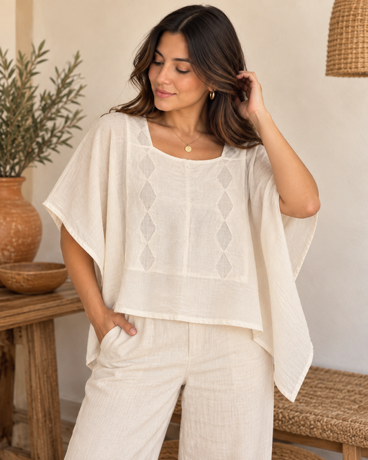 Butterfly Style Blouse - Natural