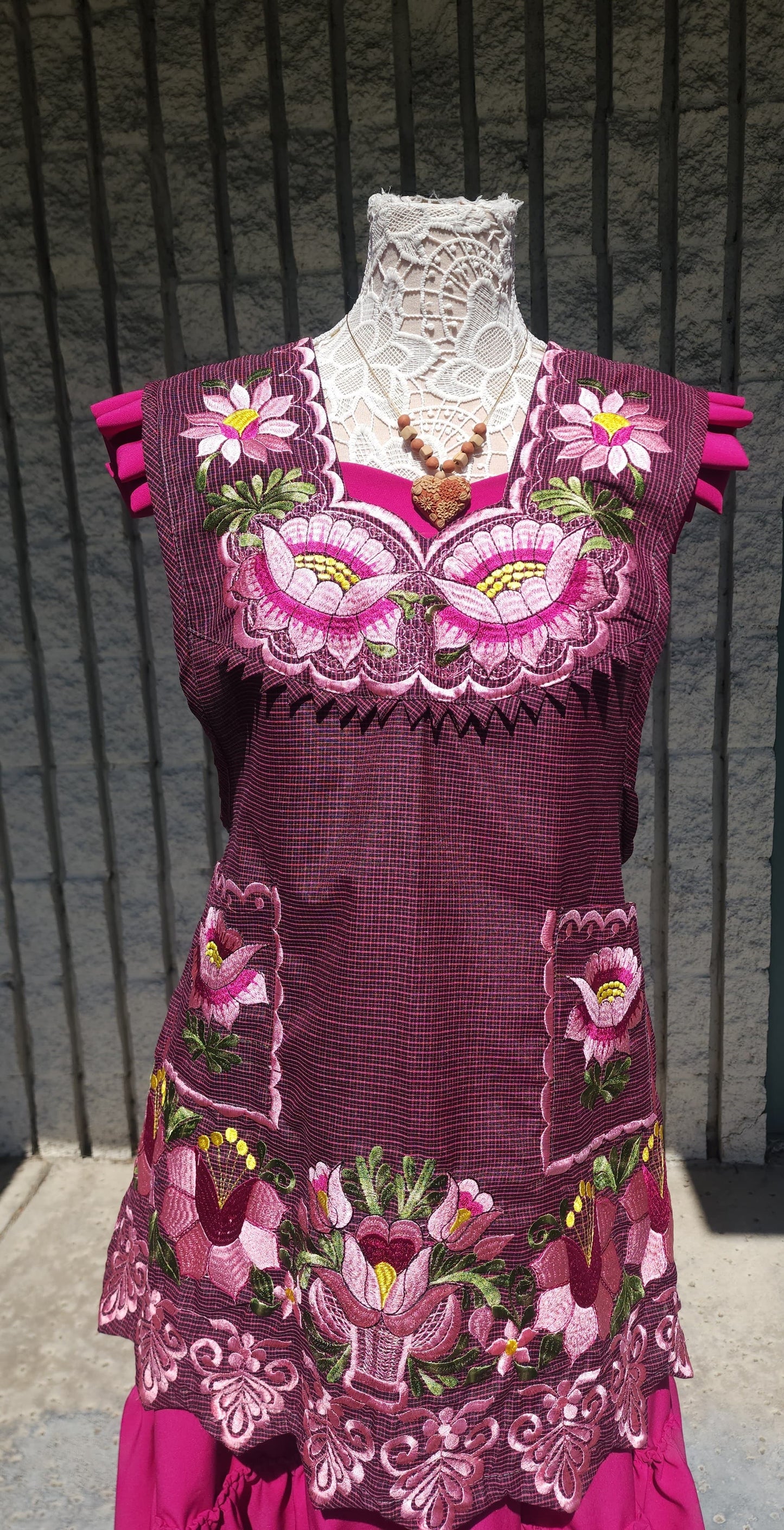 "Diana" Pink Floral Apron/Mandil L