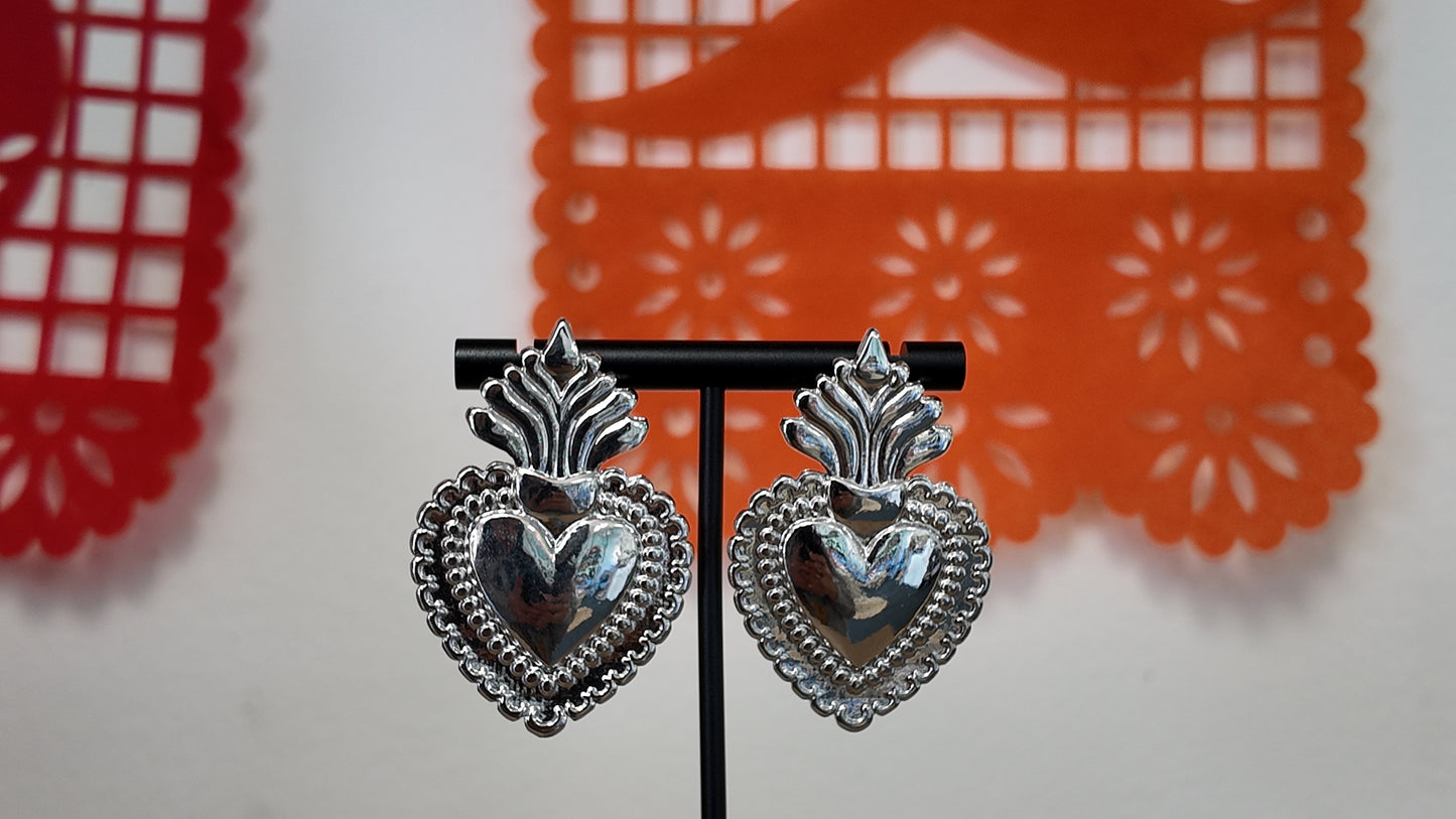 Aretes de Corazon Silver