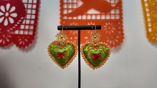 Aretes bordados Green/Orange
